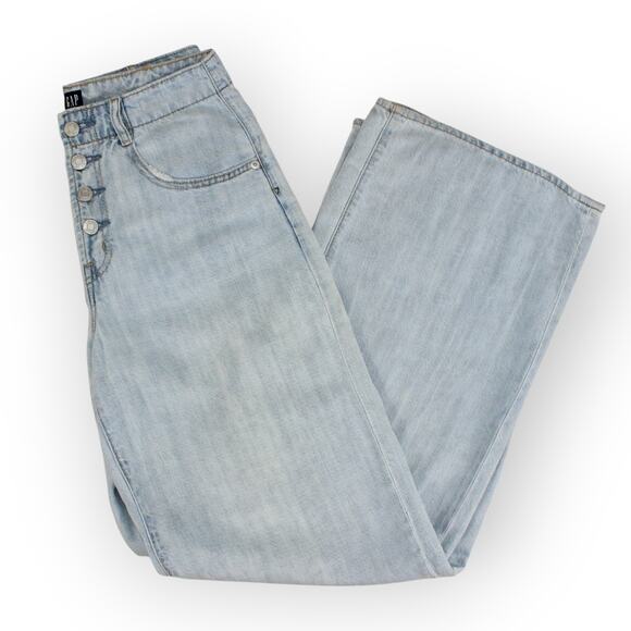 27R Gap Lightweight WideLeg Cotton~LINEN~Lyocell LightIndigo Denim 32"Inseam - Picture 9 of 9